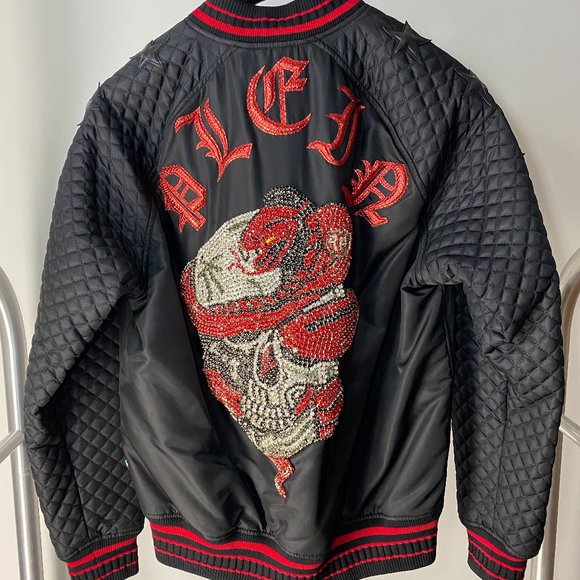 PHILIPP PLEIN NYLON JACKET "SKULL SNAKE RED" - Picture 3 of 10